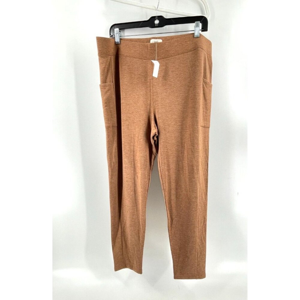 NWT LOFT Women's Brown Pull On Activewear Stretch Yoga Pants Side Pockets Sz XL